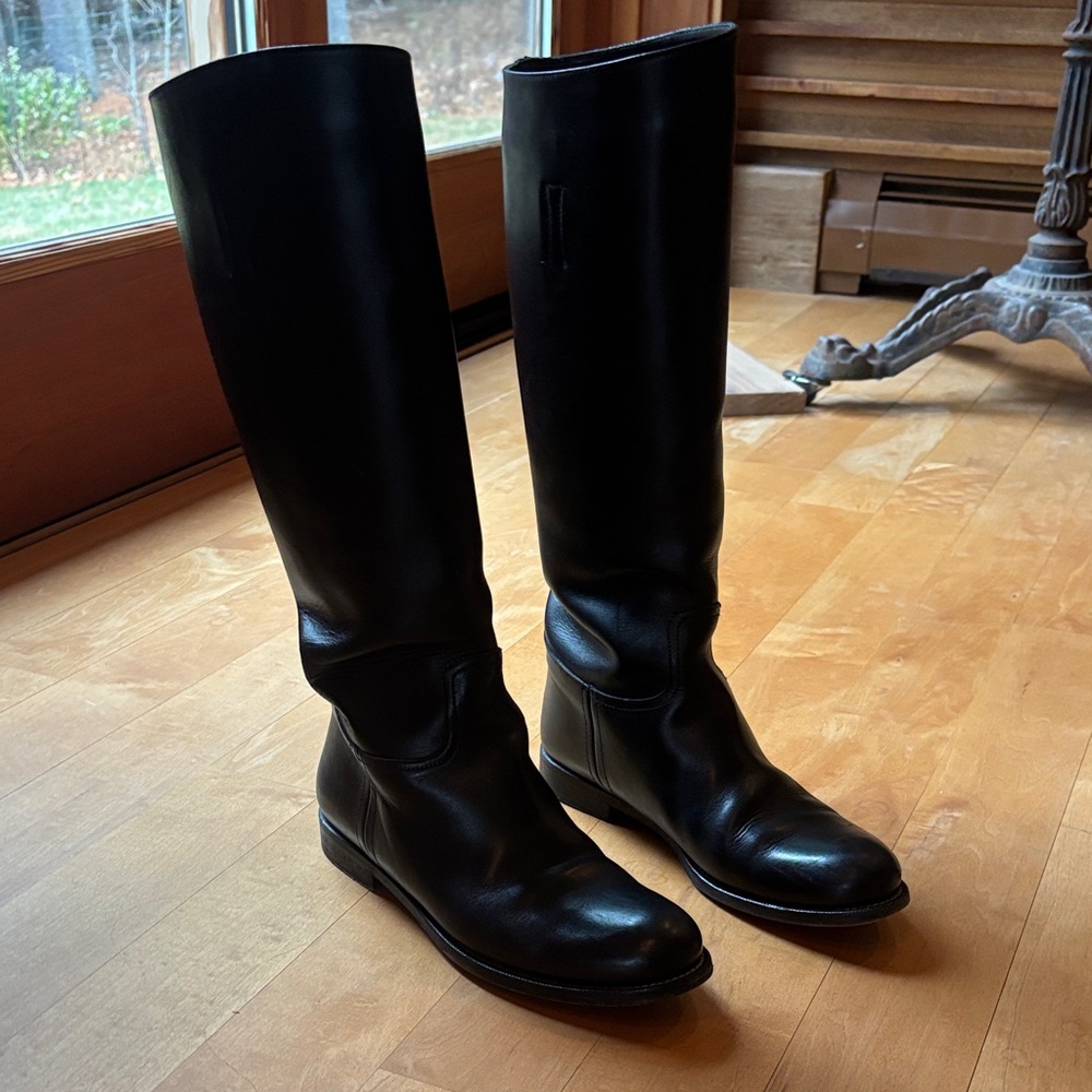 Vintage Prada Black Leather Riding Boots